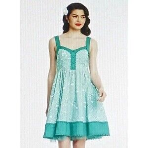 Disney The Little Mermaid Ariel Retro Tank Pin Up Dress Teal Print Ladies Sz M